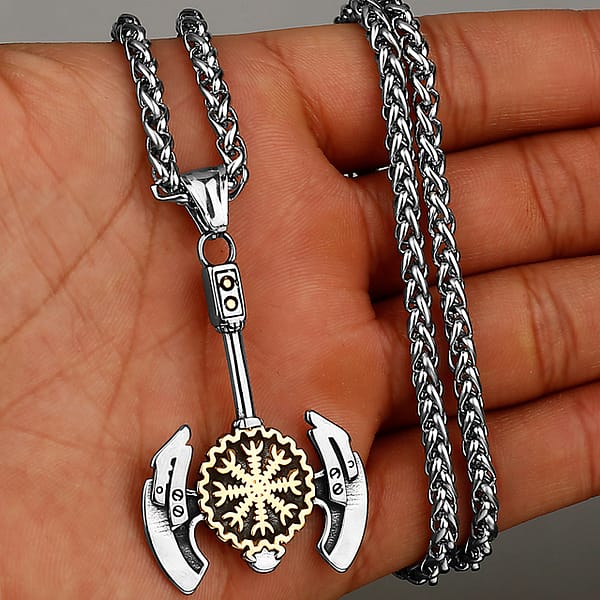 Viking Axe Necklace Pendant Valknut Stainless Steel Viking Men s Valknut Boyfriend Gift Jewelry Factory Wholesale 1.jpg 640x640 1 Manhattan ehted